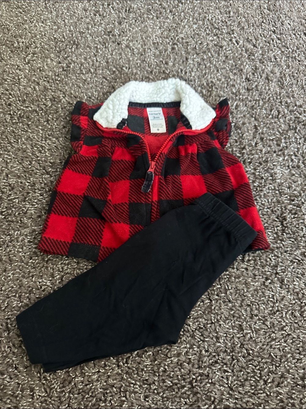 Carter's Red and Black Buffalo Plaid Sherpa-Lined vest
